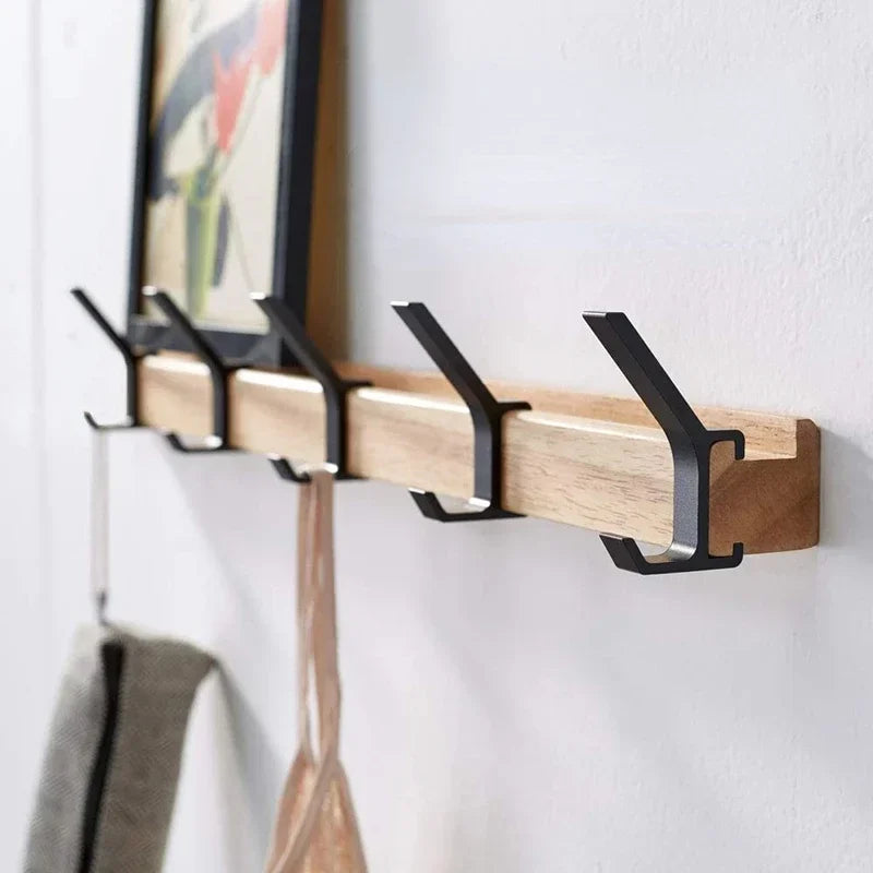 Houten Elegantie | Stijlvolle Wandkapstok Met Plank En Kapstokhaken