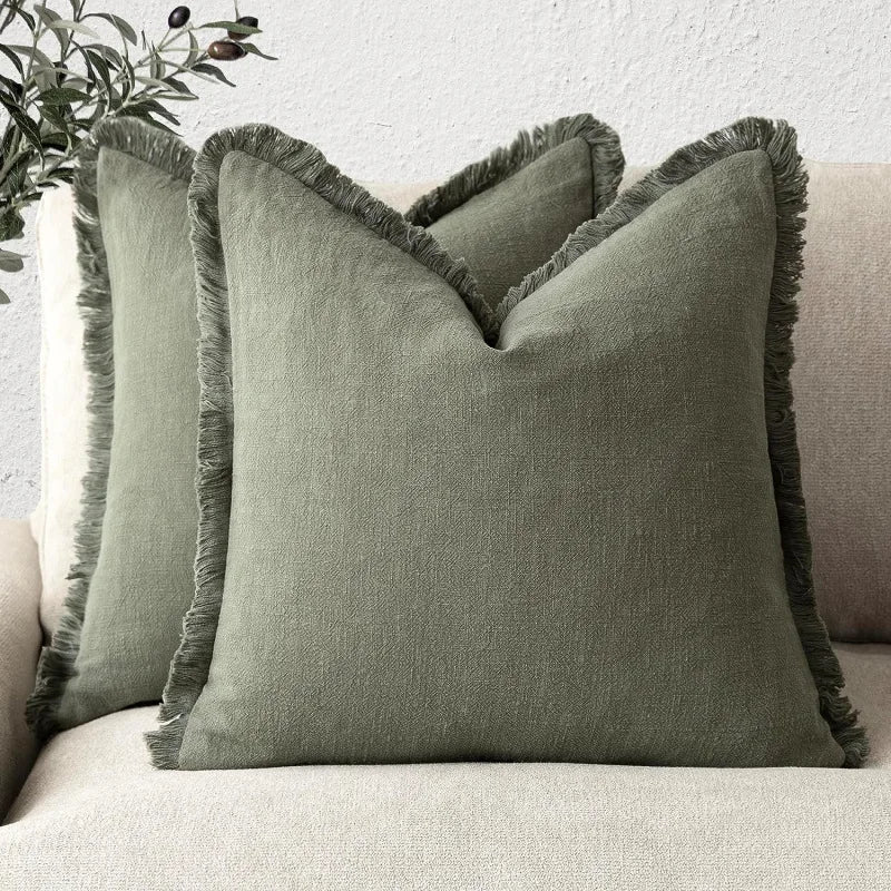 Lunara | Zachte Duurzame Katoen-Linnen Decoratieve Kussenhoes Set