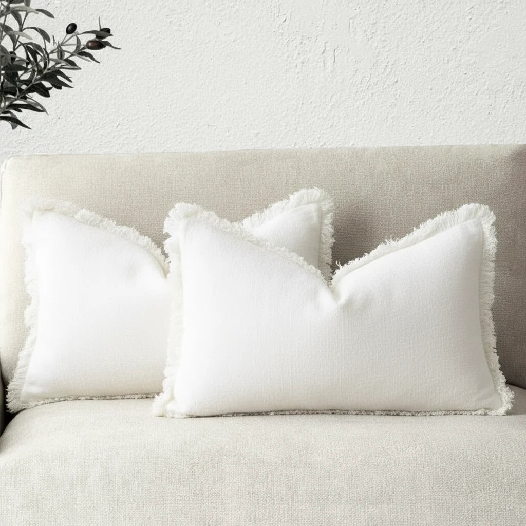 Lunara | Zachte Duurzame Katoen-Linnen Decoratieve Kussenhoes Set