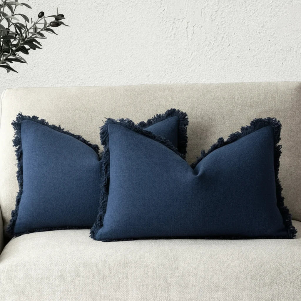 Lunara | Zachte Duurzame Katoen-Linnen Decoratieve Kussenhoes Set