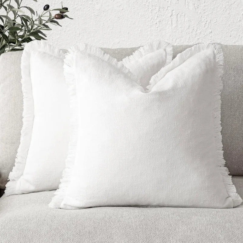 Lunara | Zachte Duurzame Katoen-Linnen Decoratieve Kussenhoes Set