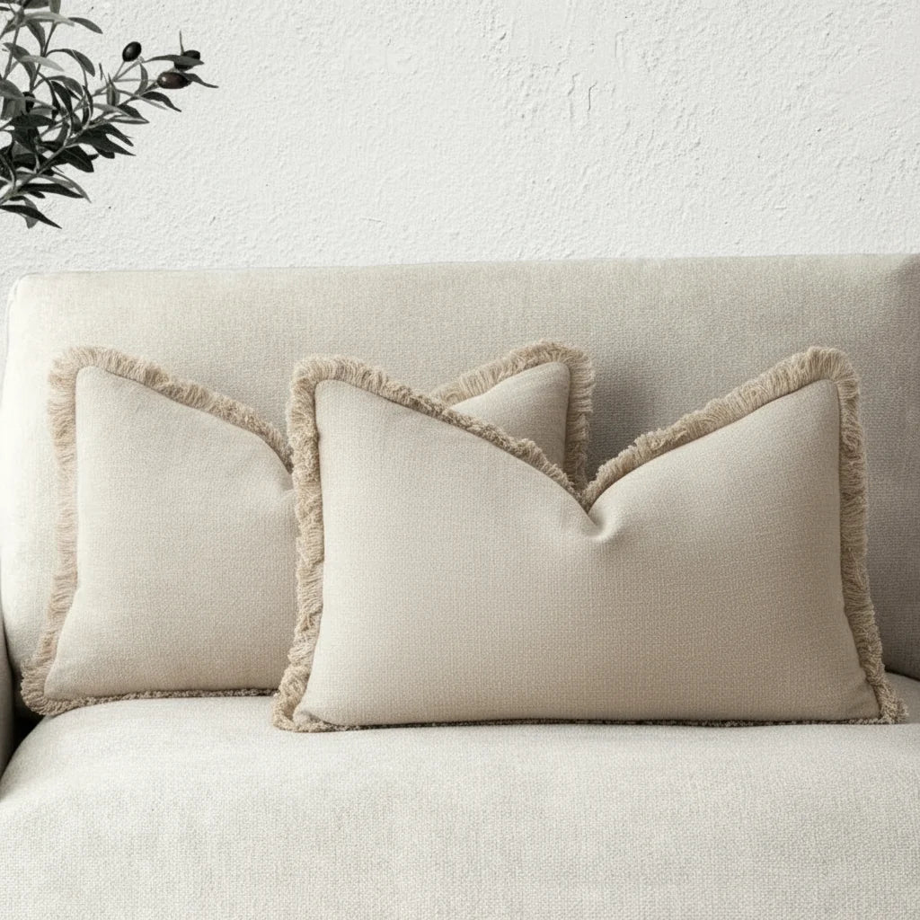 Lunara | Zachte Duurzame Katoen-Linnen Decoratieve Kussenhoes Set