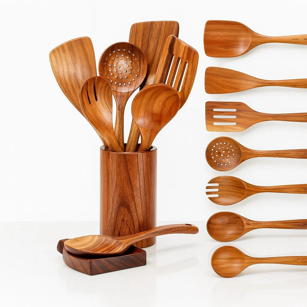CenduraWood | Duurzaam Houten Keukengerei Set Met Ergonomisch Design