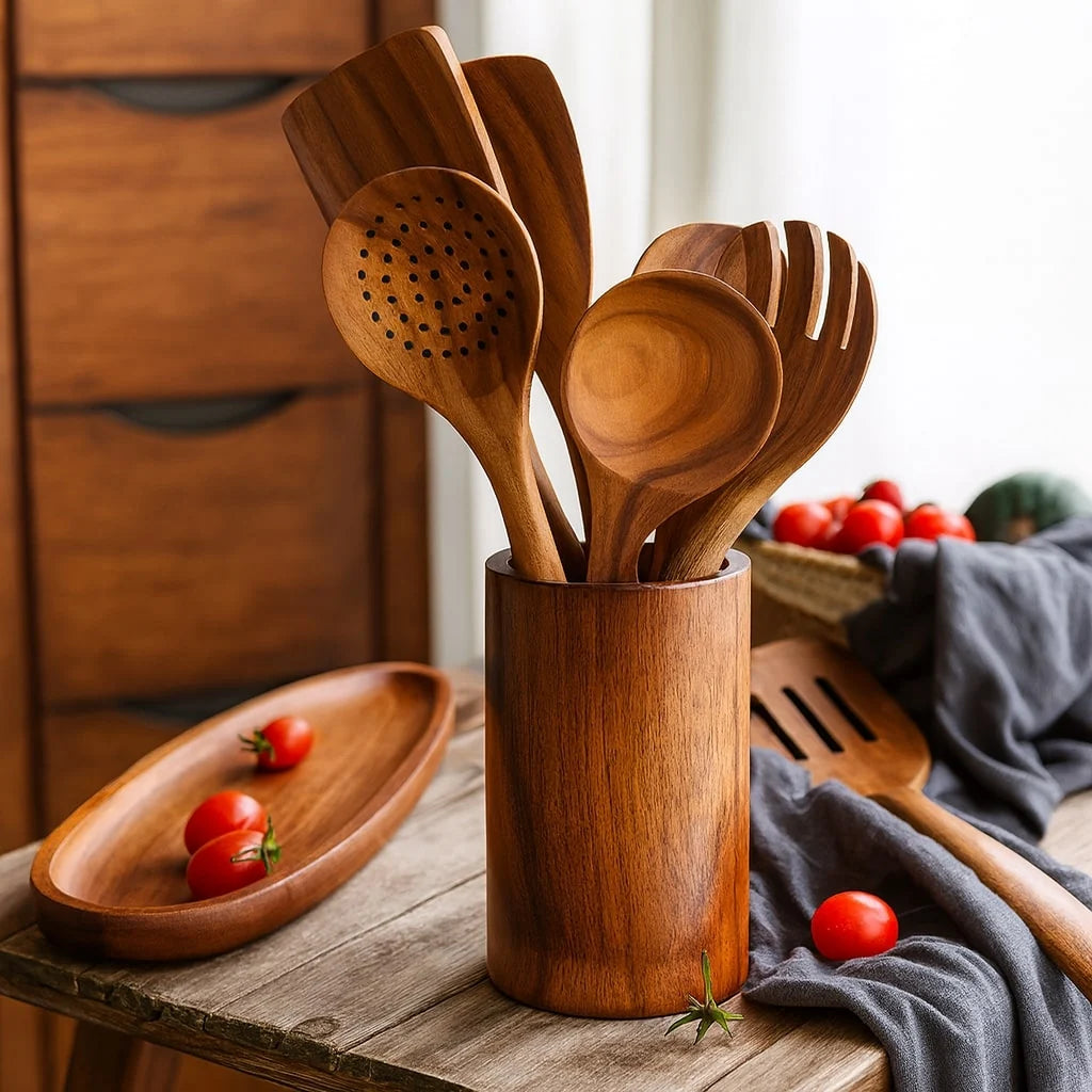 CenduraWood | Duurzaam Houten Keukengerei Set Met Ergonomisch Design