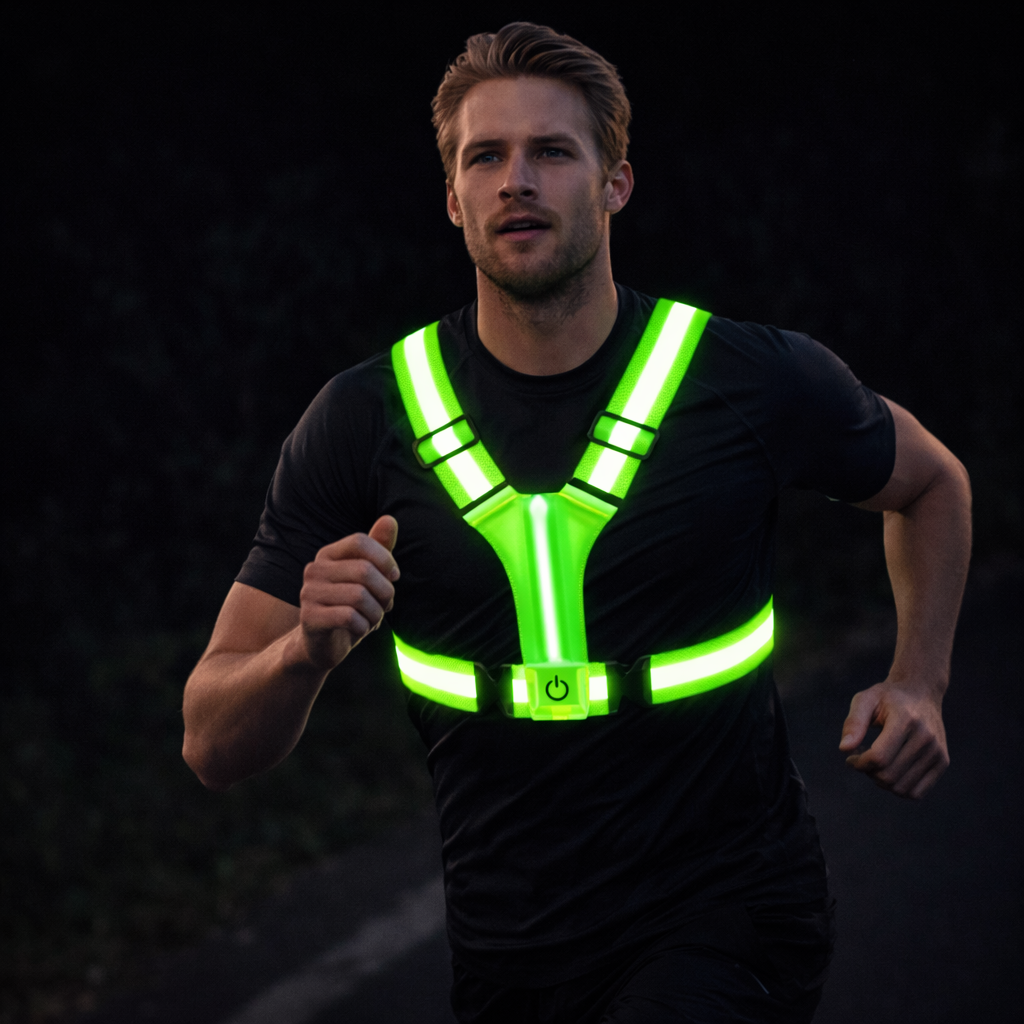 LED Hardloopvest – Oplaadbaar, Reflecterend, 360° Zichtbaar, Unisex