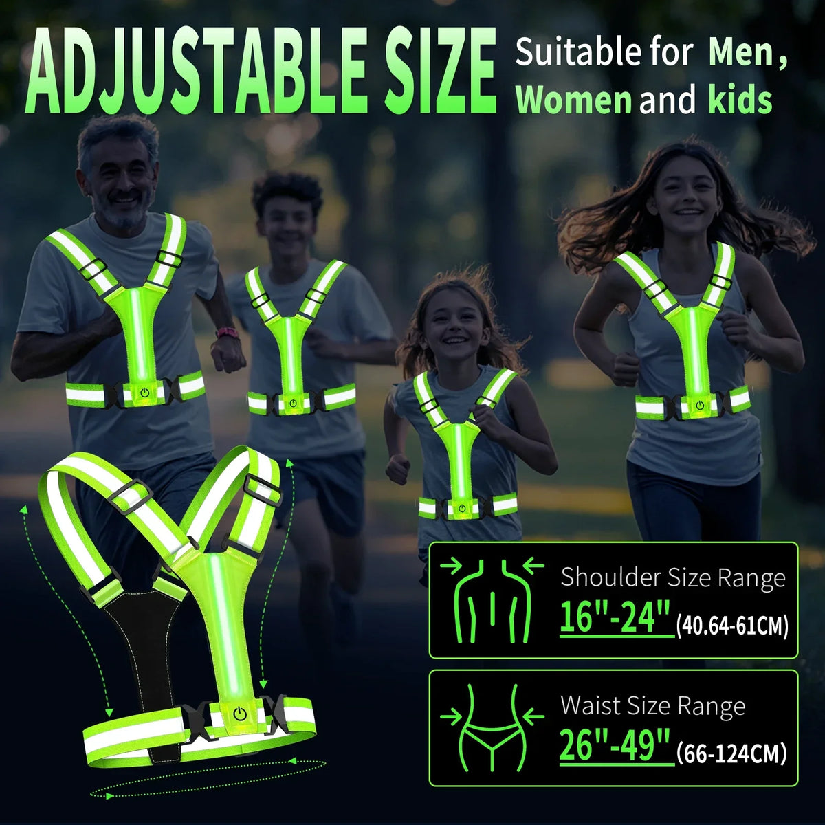 LED Hardloopvest – Oplaadbaar, Reflecterend, 360° Zichtbaar, Unisex