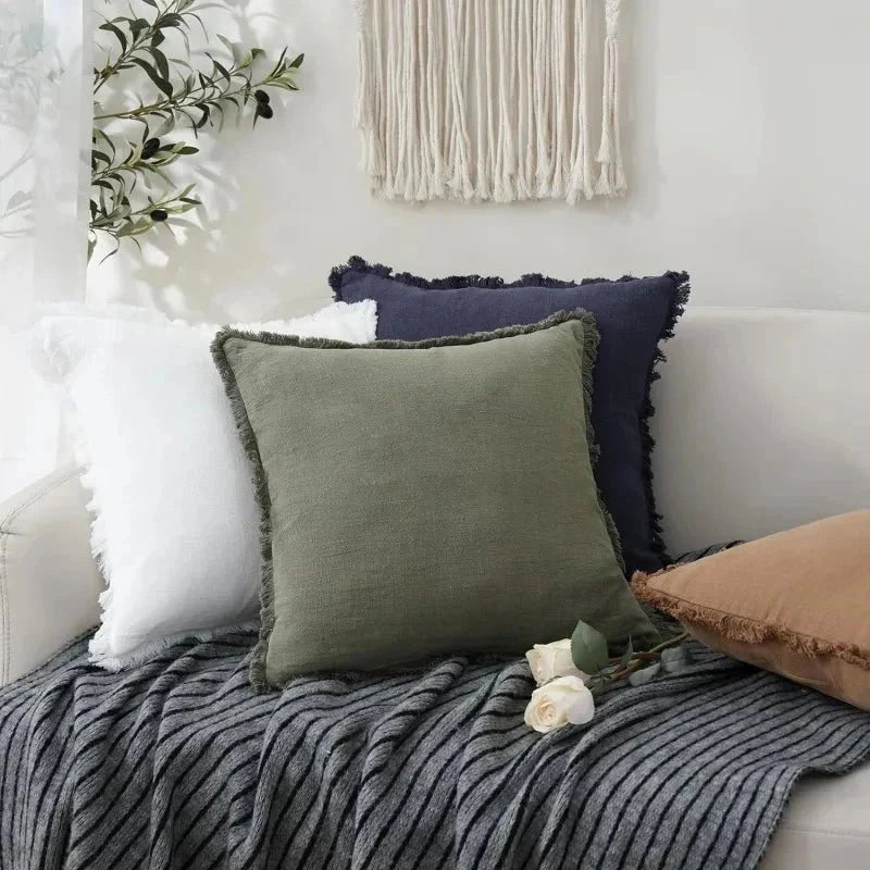 Lunara | Zachte Duurzame Katoen-Linnen Decoratieve Kussenhoes Set