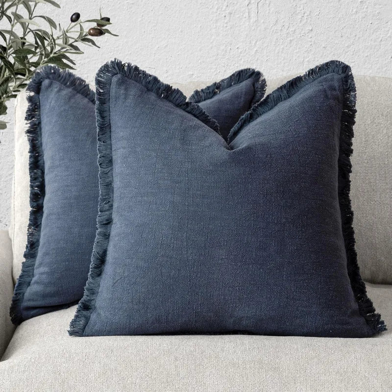 Lunara | Zachte Duurzame Katoen-Linnen Decoratieve Kussenhoes Set