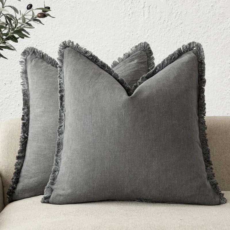 Lunara | Zachte Duurzame Katoen-Linnen Decoratieve Kussenhoes Set